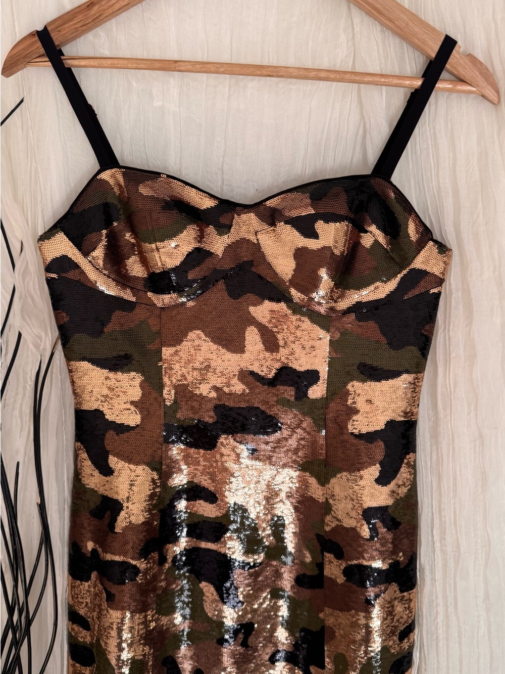 Michael Kors Brown Green Camo Sequin Mini Dress
